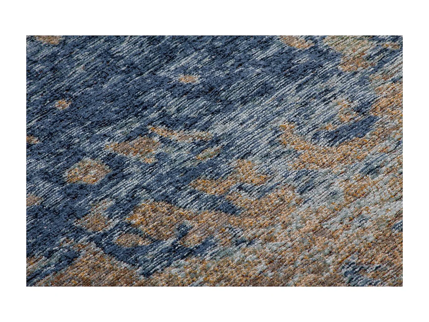 Tapis Vintage à Poils Courts "Blaze" Bleu 115 x 170 cm