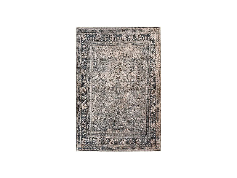 Tapis Tissé Oriental Vintage à Motifs "Faye" Noir 110 x 180 cm