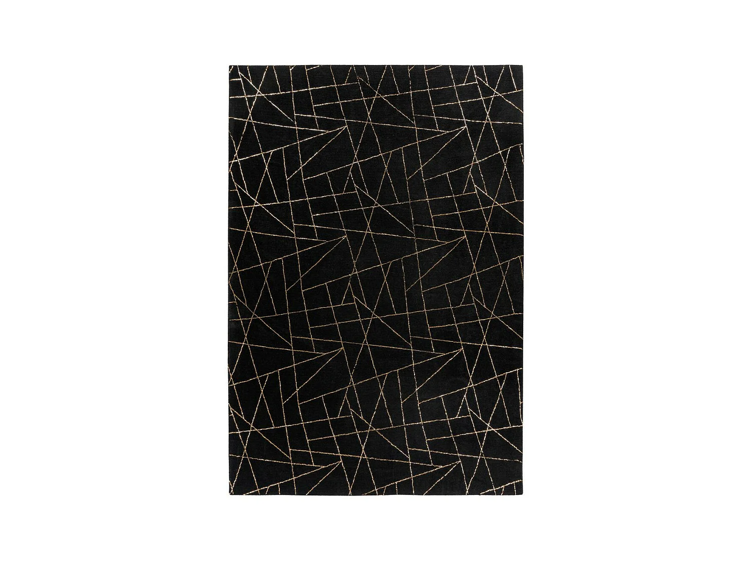 Tapis Géométrique à Poils Longs "Bijou" Noir & Or 120 x 170 cm