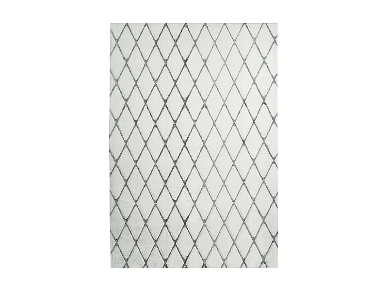 Tapis Shaggy Géométrique "Vivica" Blanc & Anthracite 80 x 250 cm