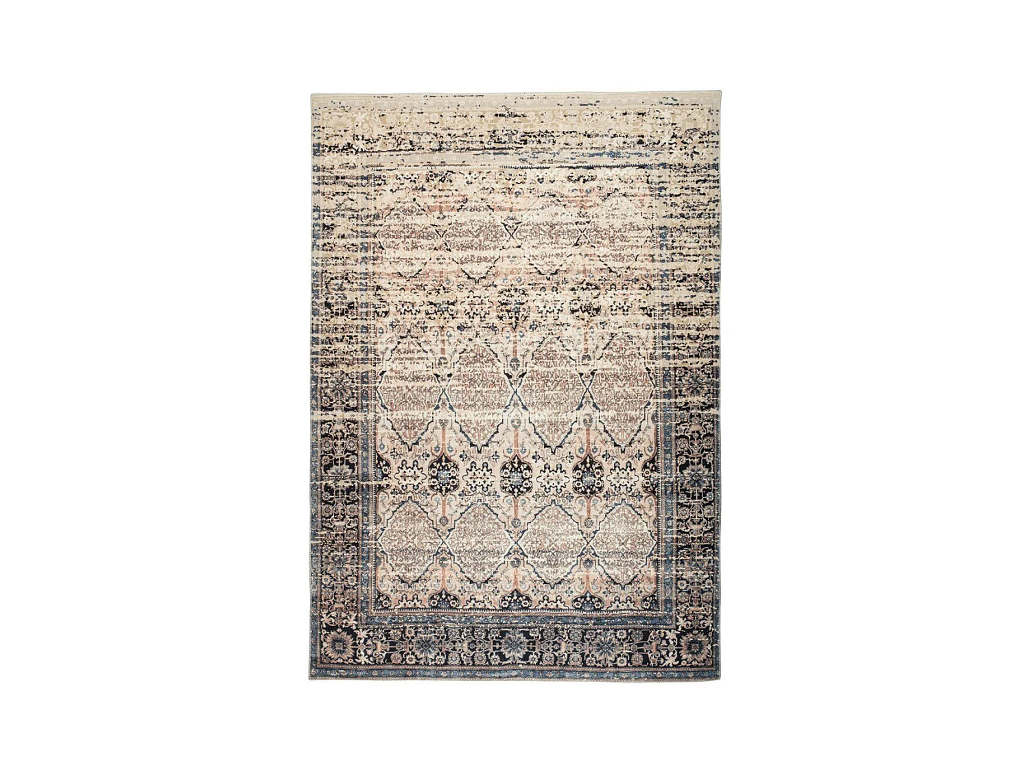 Tapis Vintage Motif Oriental "Galaxy IV" Beige & Bleu 80 x 150 cm