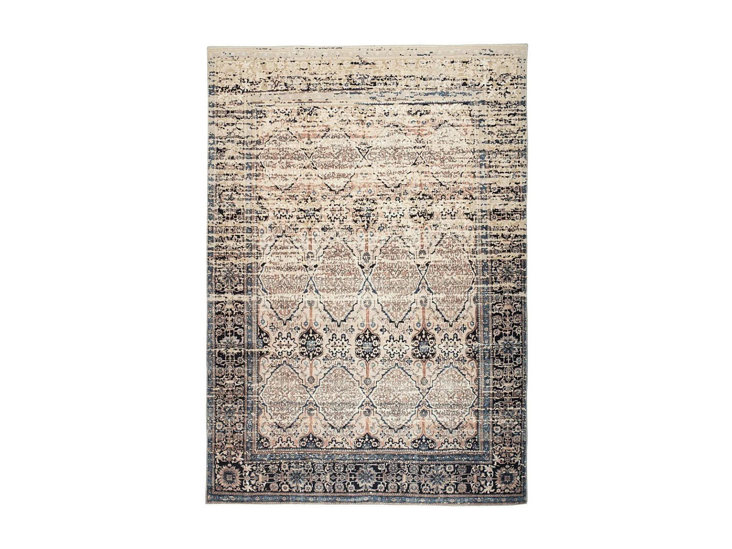 Tapis Vintage Motif Oriental "Galaxy IV" Beige & Bleu 80 x 150 cm