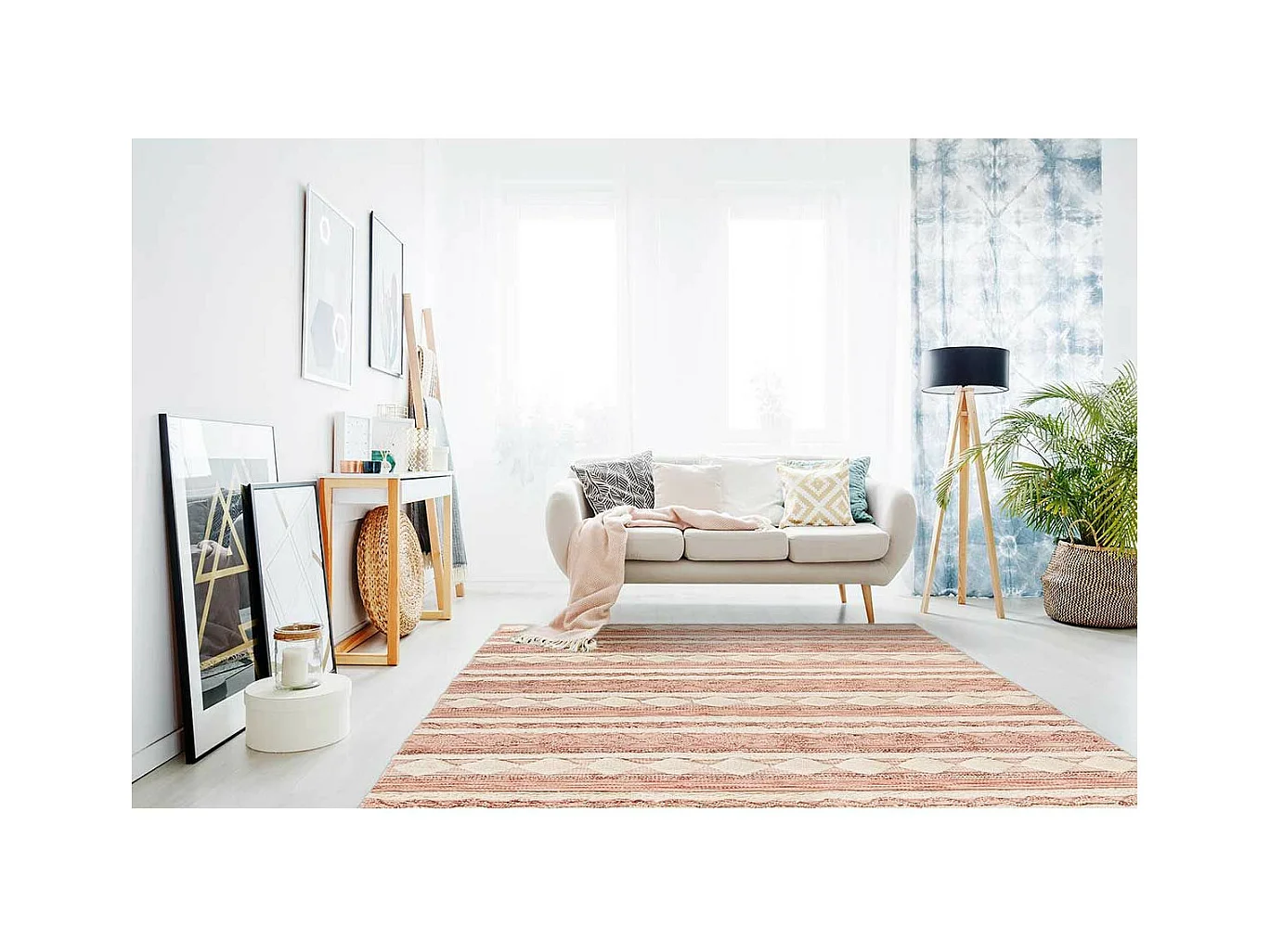 Tapis Bohème Fait à la Main "Bohist II" Rose & Crème 200 x 290 cm