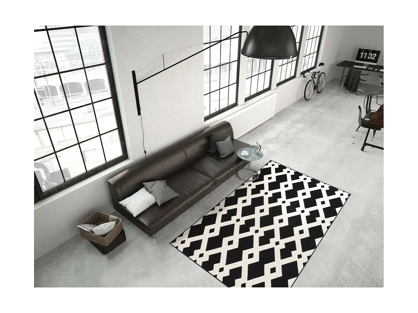 Tapis Ethnique à Poils Courts "Now I" Noir 80 x 150 cm