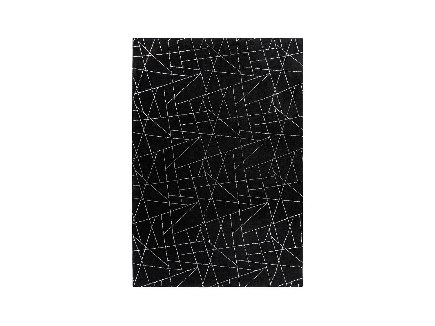 Tapis Géométrique à Poils Longs "Bijou" Noir & Argent 200 x 290 cm