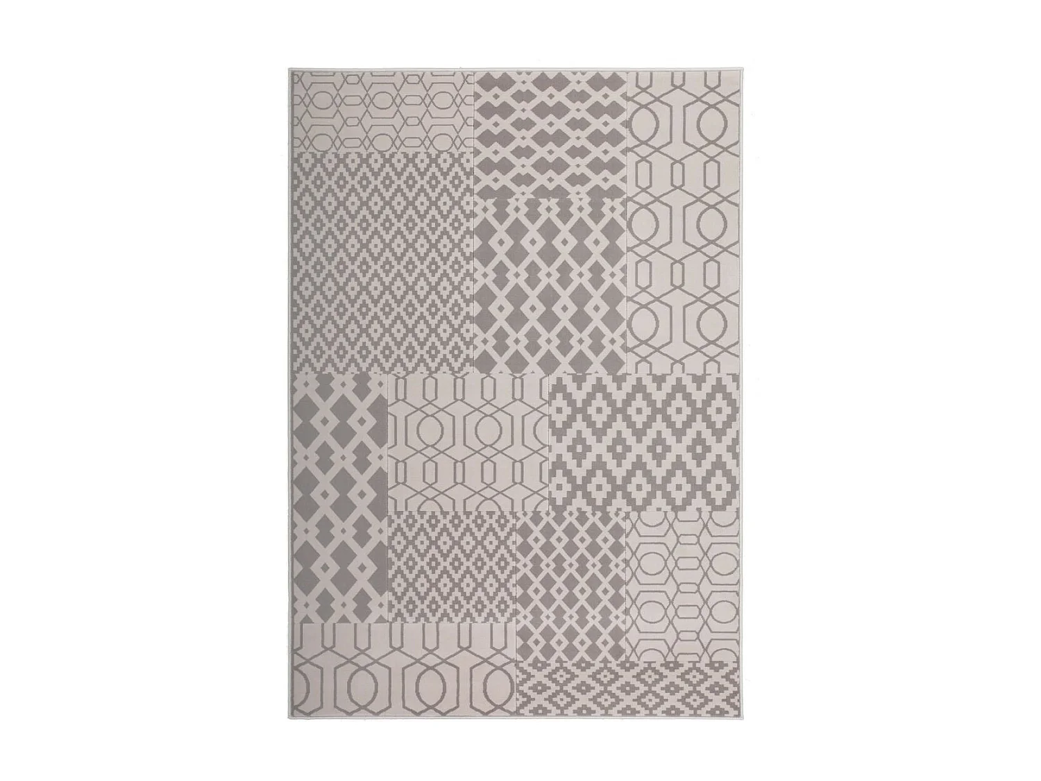 Tapis Tissé Géométrique à Poils Courts "Lina" Taupe 160 x 230 cm