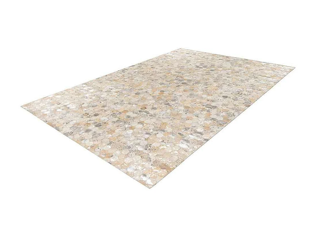 Tapis Fait Main en Cuir à Poils Ras "Ravi" Argent 160 x 230 cm