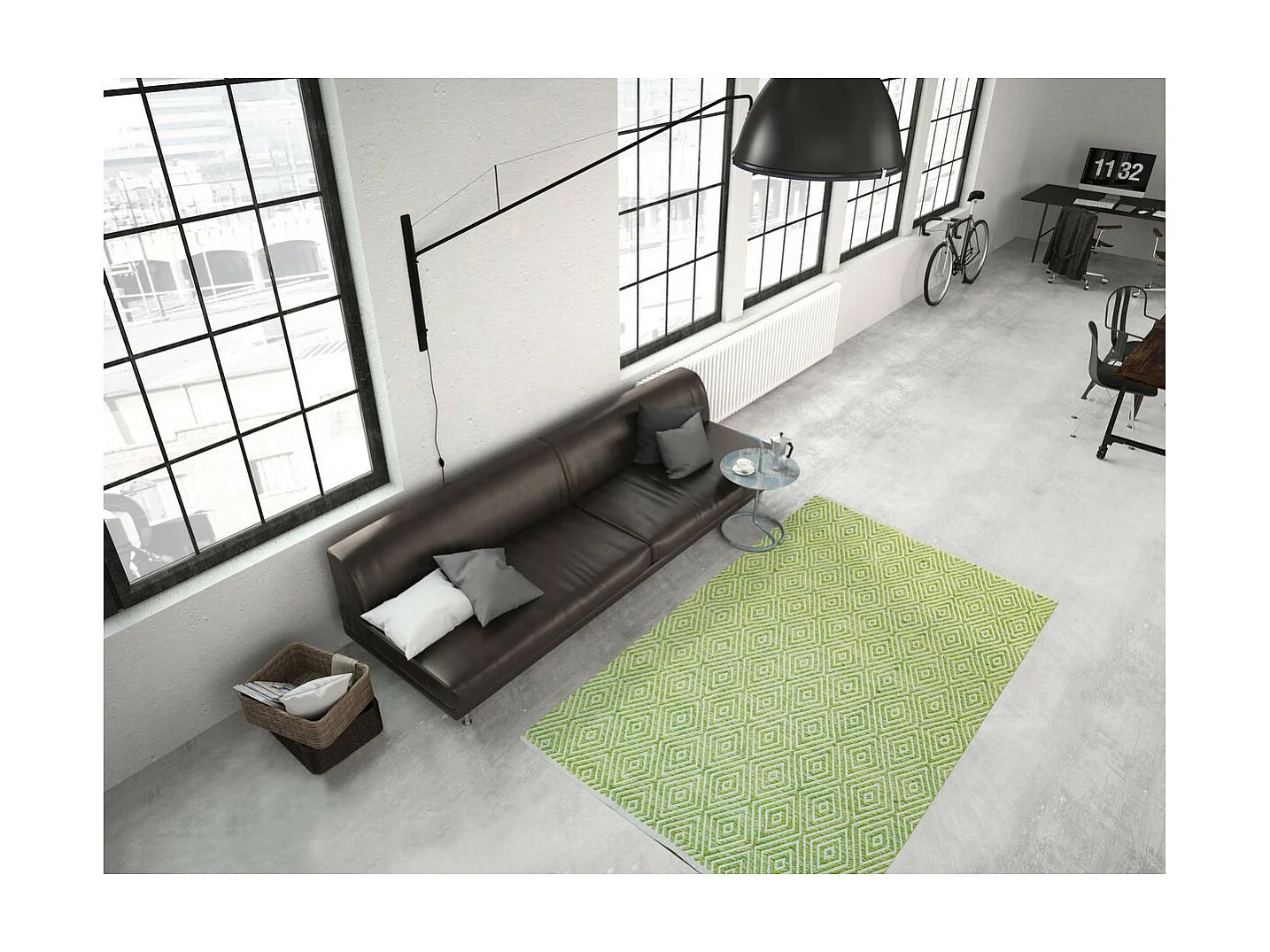 Tapis Géométrique Fait Main "Aperitif" Vert 120 x 170 cm