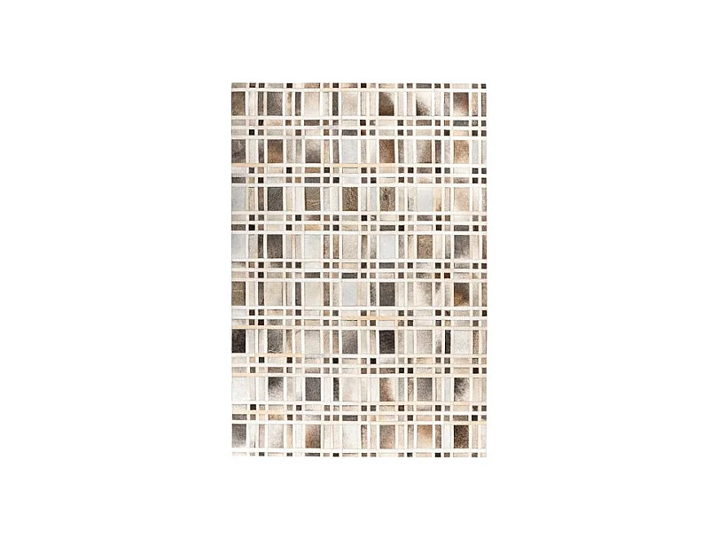 Tapis Fait Main en Cuir "Lavin II" Gris 120 x 170 cm