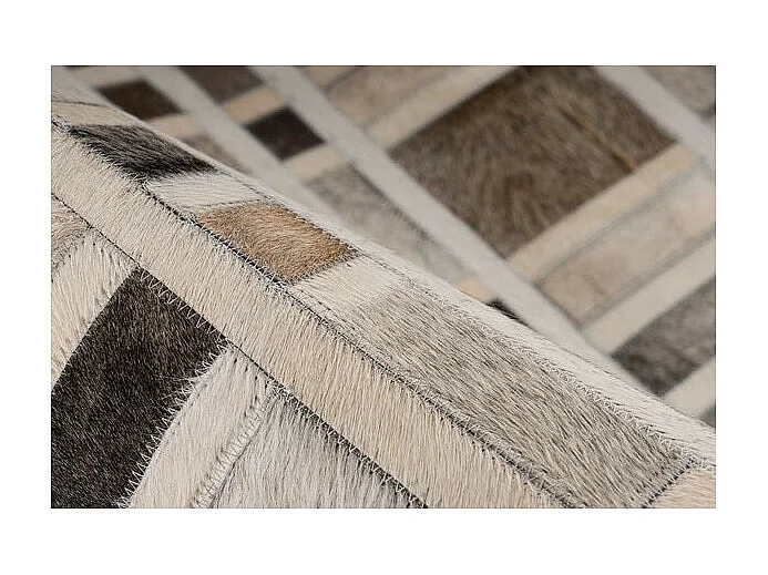 Tapis Fait Main en Cuir "Lavin II" Gris 120 x 170 cm