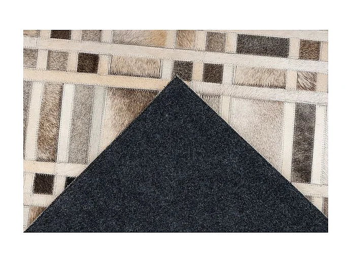 Tapis Fait Main en Cuir "Lavin II" Gris 120 x 170 cm