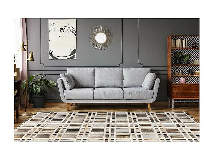 Tapis Fait Main en Cuir "Lavin II" Gris 120 x 170 cm