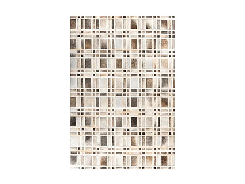 Tapis Fait Main en Cuir "Lavin II" Gris 120 x 170 cm