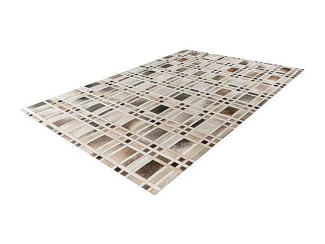 Tapis Fait Main en Cuir "Lavin II" Gris 120 x 170 cm