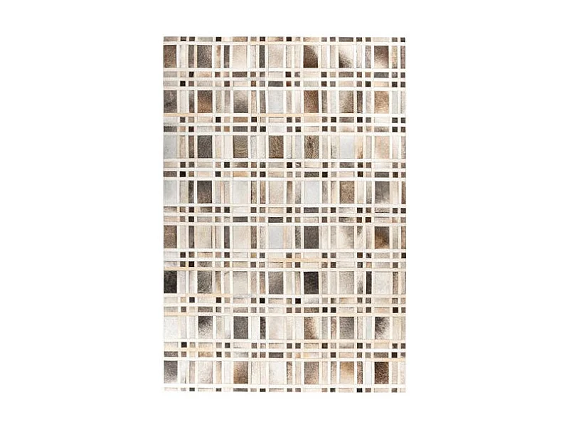 Tapis Fait Main en Cuir "Lavin II" Gris 120 x 170 cm