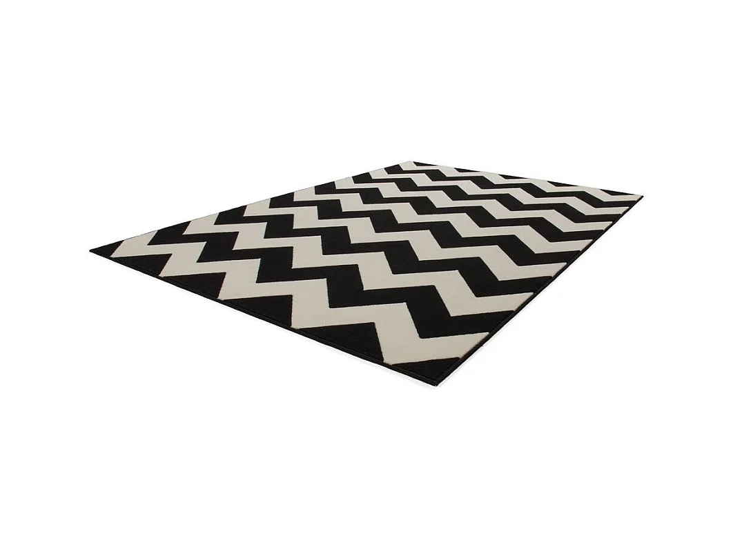 Tapis Géométrique à Poils Courts "Manolya" Noir 120 x 170 cm