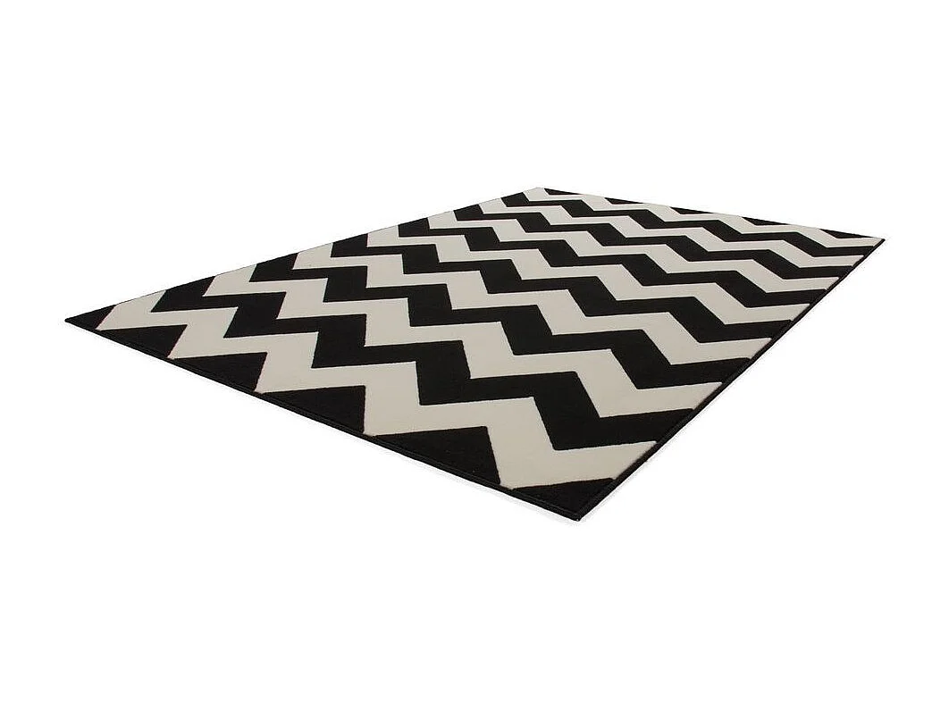 Tapis Géométrique à Poils Courts "Manolya" Noir 120 x 170 cm