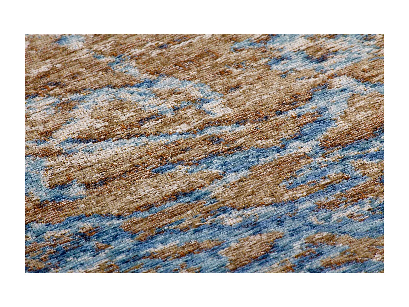 Tapis Jacquard à Poils Courts "Blaze" Bleu & Beige 115 x 170 cm