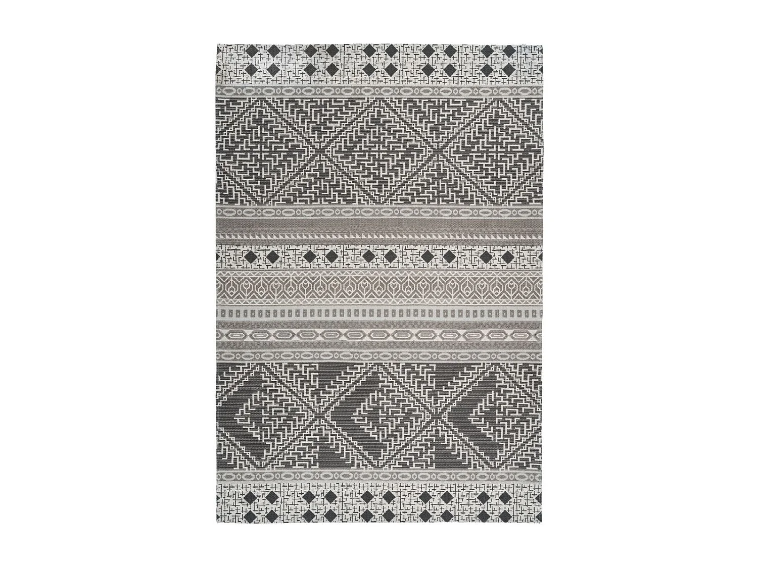 Tapis d'Extérieur Ethnique "Yoga" Taupe & Crème 80 x 150 cm