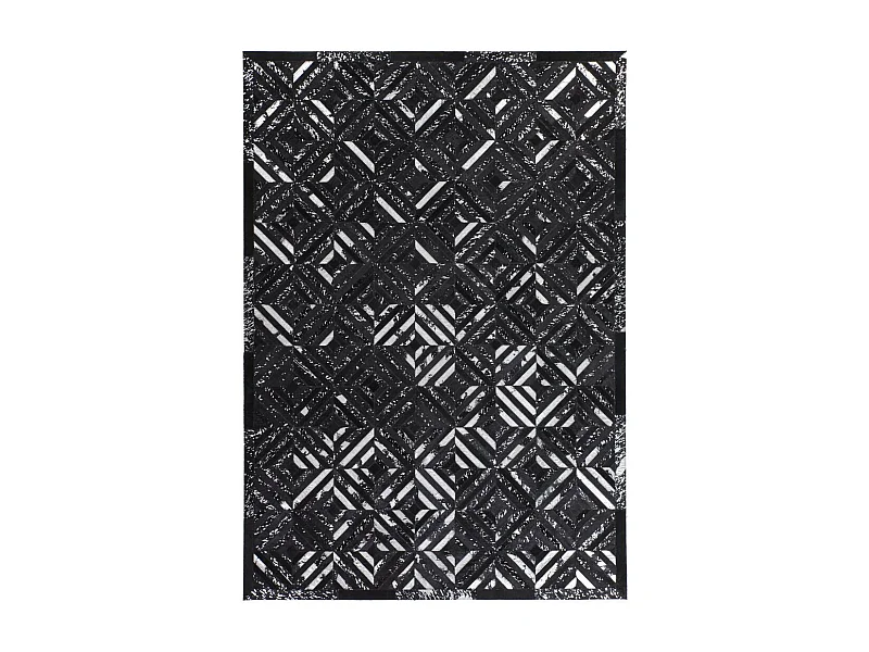 Tapis en Cuir Fait Main "Spark" Noir & Argent 80 x 150 cm
