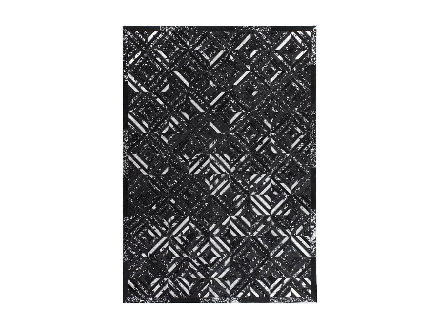 Tapis en Cuir Fait Main "Spark" Noir & Argent 80 x 150 cm