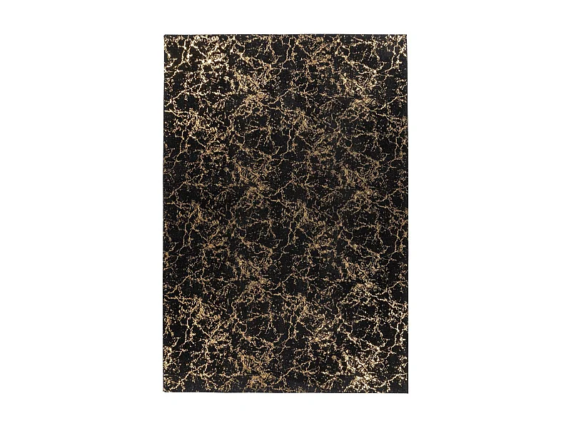 Tapis Marbré à Poils Longs "Bijou" Noir & Or 120 x 170 cm