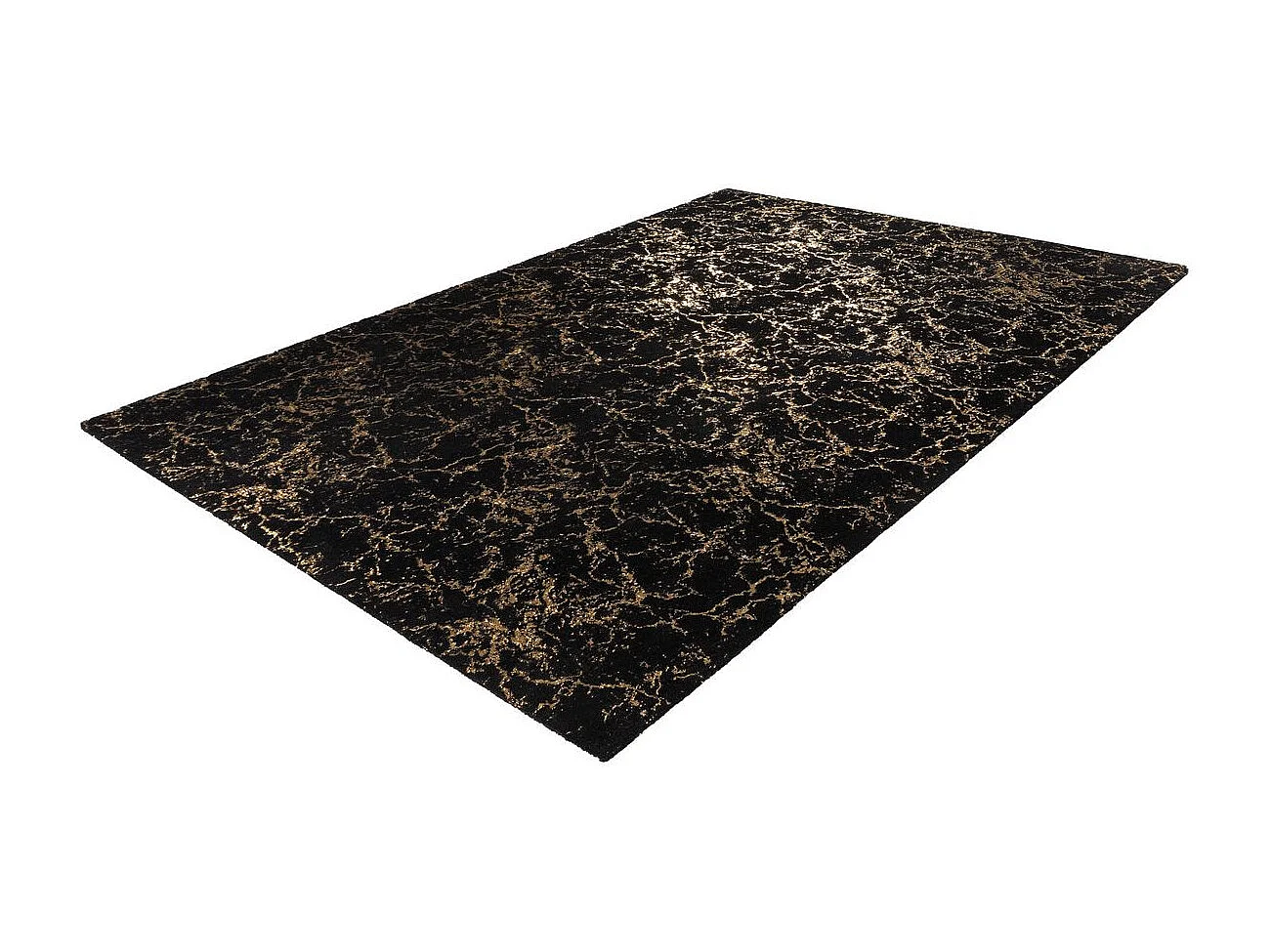 Tapis Marbré à Poils Longs "Bijou" Noir & Or 120 x 170 cm