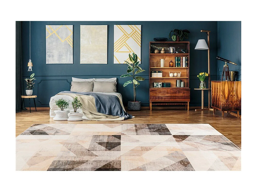 Tapis Tissé Vintage "Saphira" Gris & Beige 200 x 290 cm