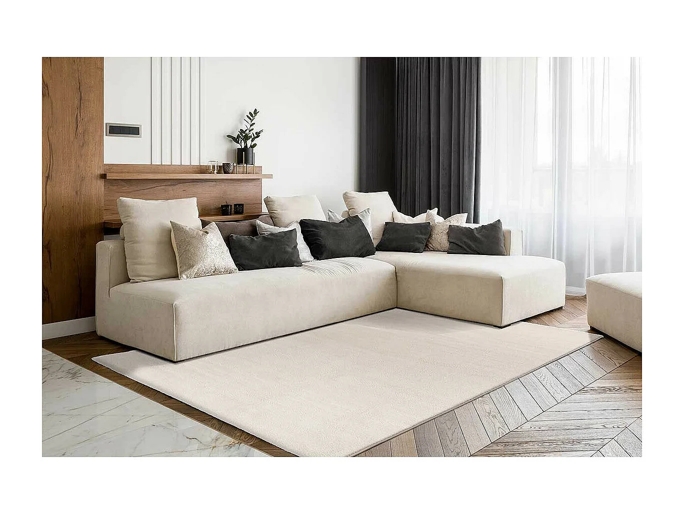 Tapis Tissé Shaggy à Poils Longs "Nila" Ivoire 80 x 150 cm