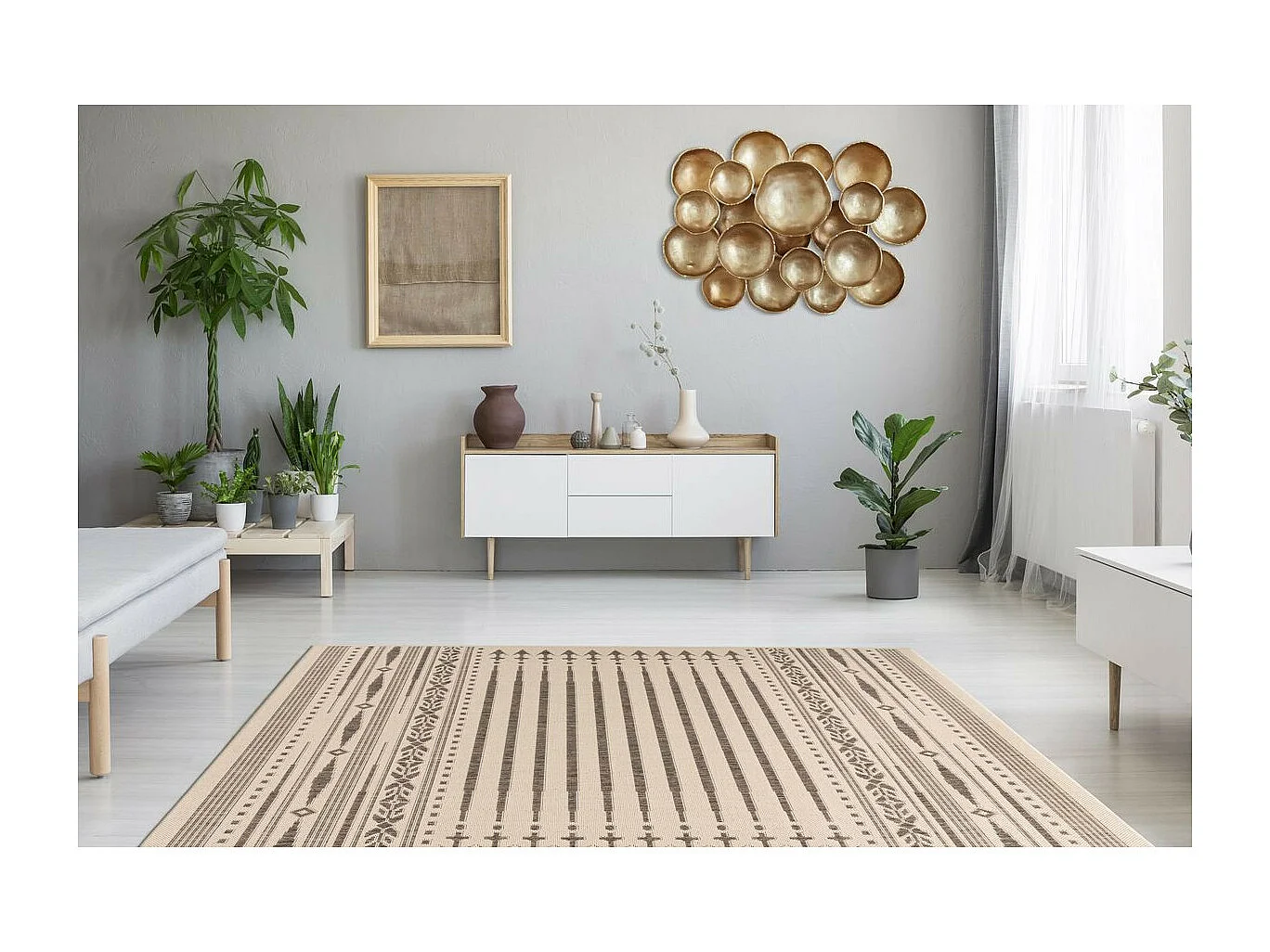 Tapis Imprimé à Poils Plats "Splash" Crème 80 x 150 cm