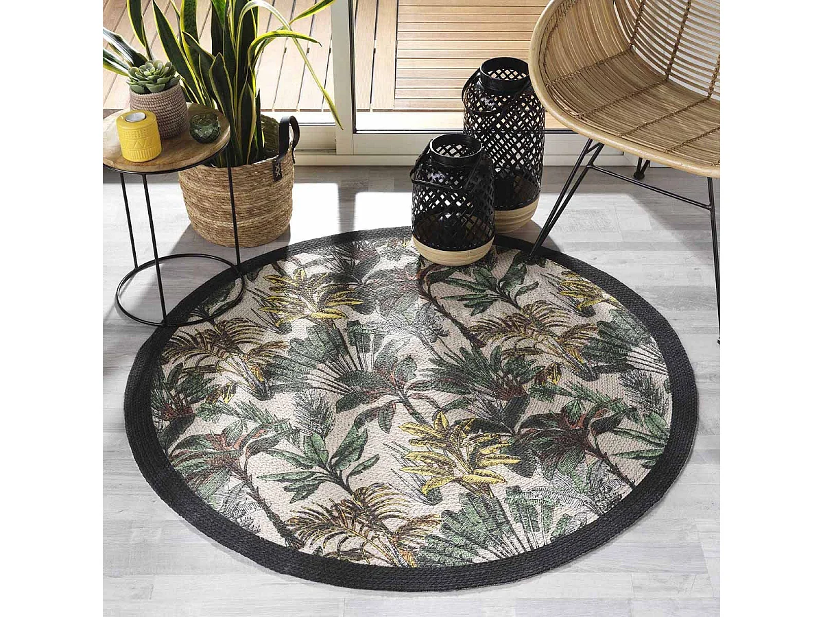 Tapis Déco à Pompons "Balinesia" 120cm Naturel