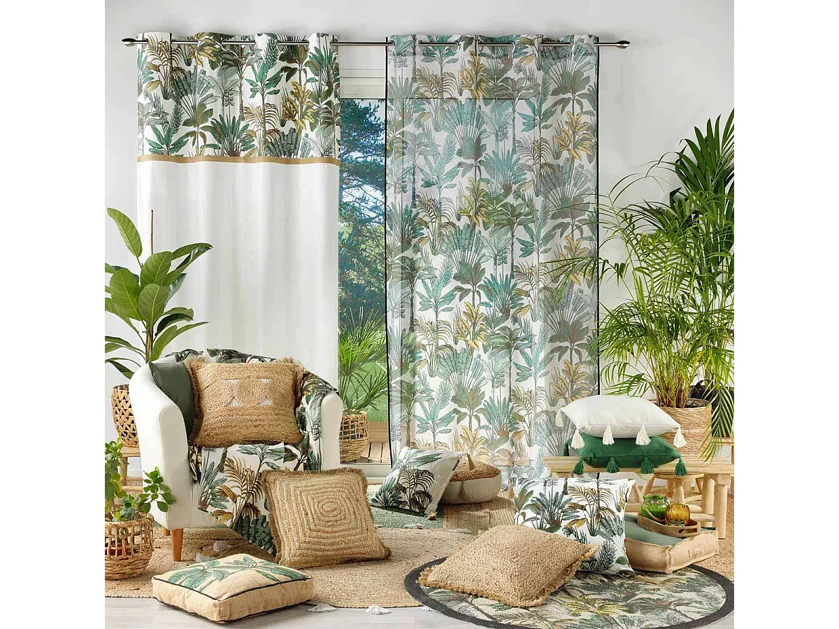 Tapis Déco à Pompons "Balinesia" 120cm Naturel