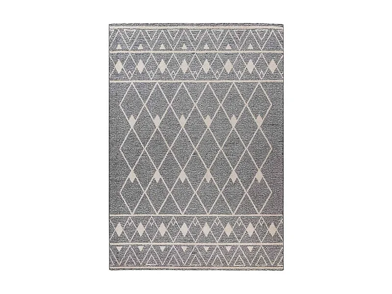 Tapis Tissé Géométrique "Rhombus" Gris & Beige 120 x 170 cm