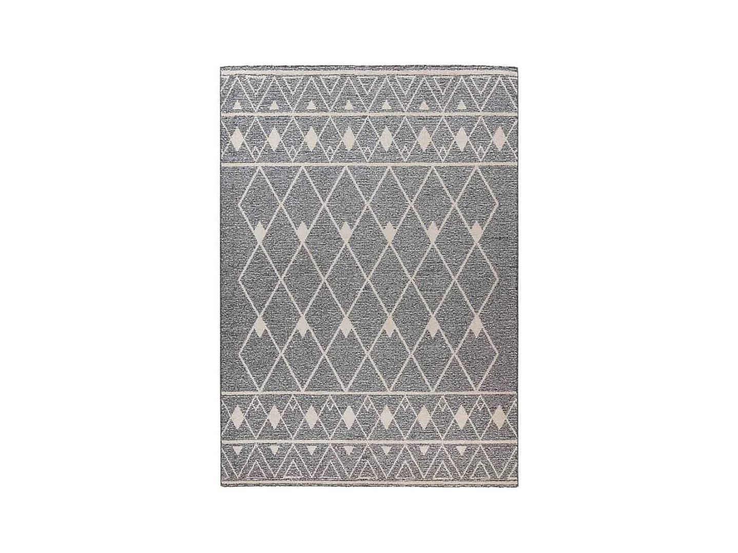 Tapis Tissé Géométrique "Rhombus" Gris & Beige 120 x 170 cm