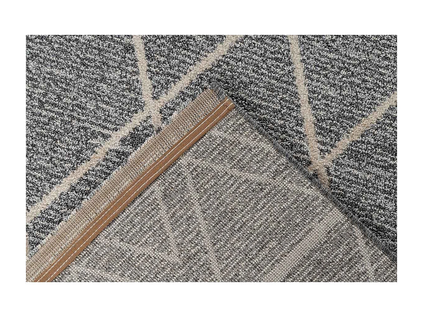 Tapis Tissé Géométrique "Rhombus" Gris & Beige 120 x 170 cm