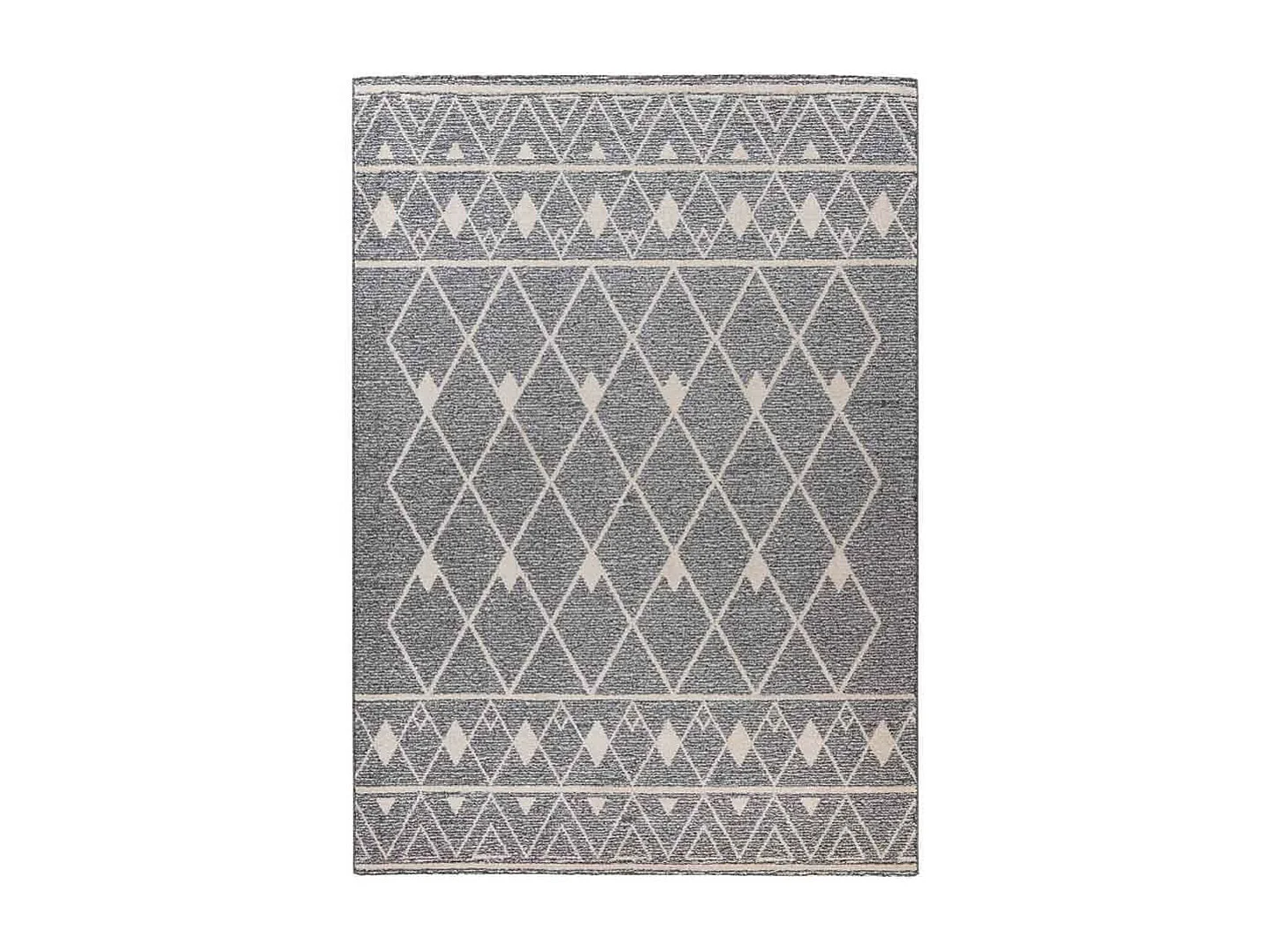 Tapis Tissé Géométrique "Rhombus" Gris & Beige 120 x 170 cm