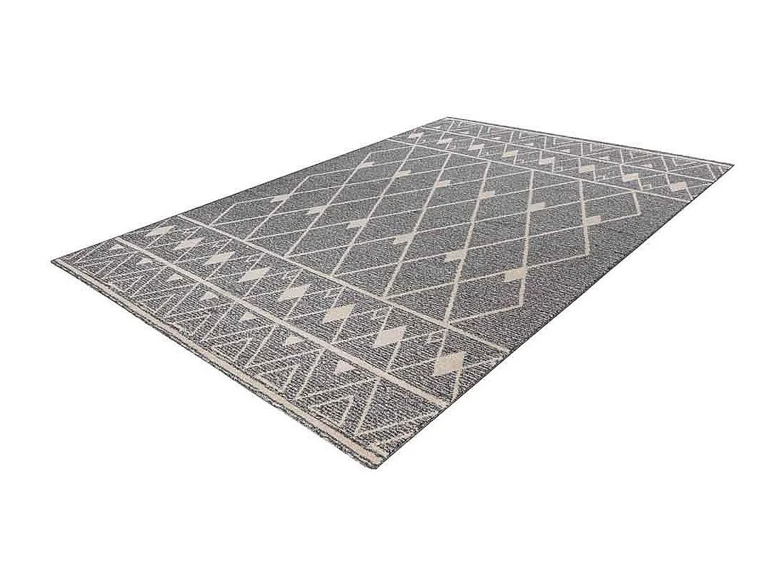 Tapis Tissé Géométrique "Rhombus" Gris & Beige 120 x 170 cm