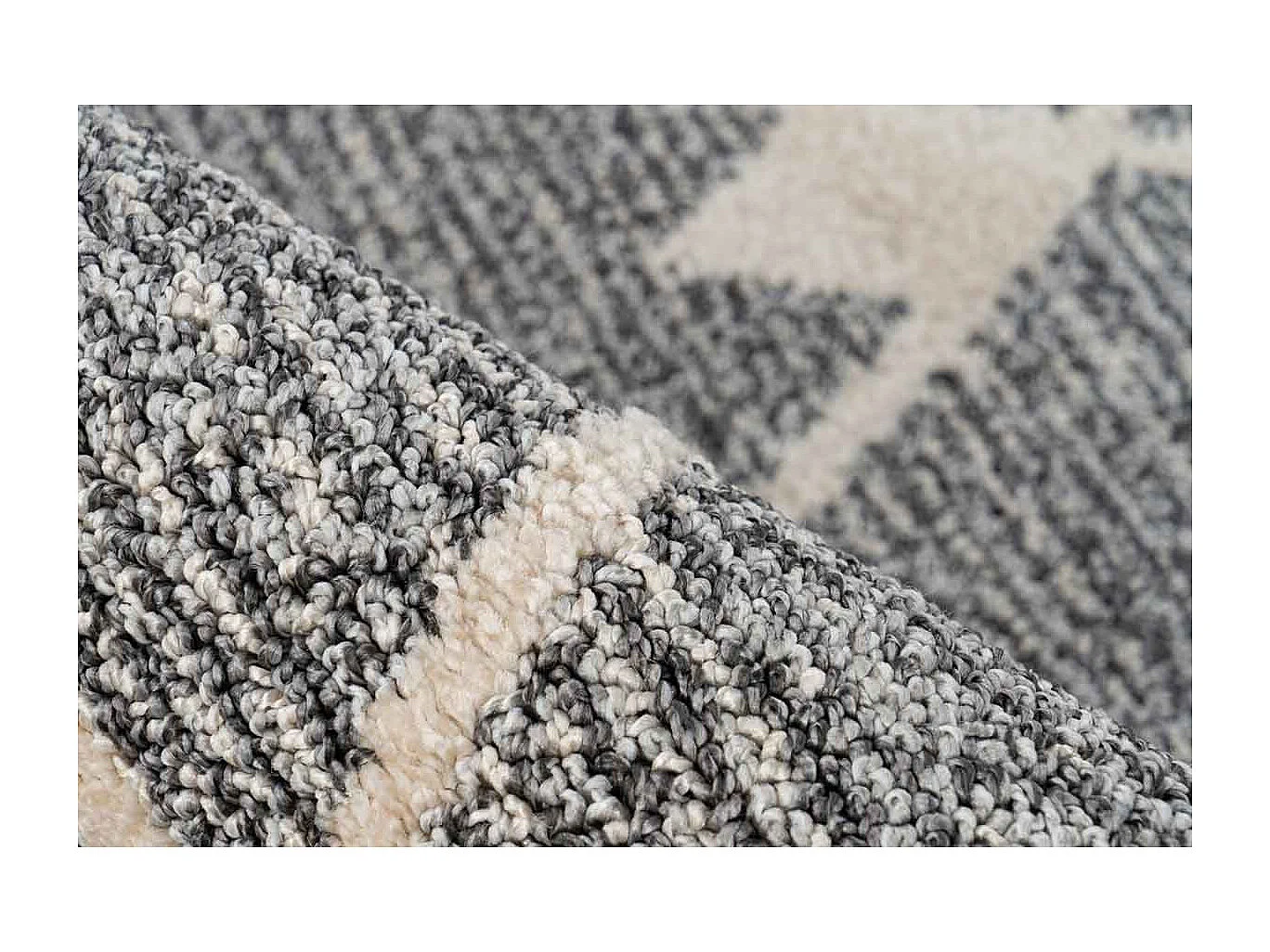 Tapis Tissé Géométrique "Rhombus" Gris & Beige 120 x 170 cm