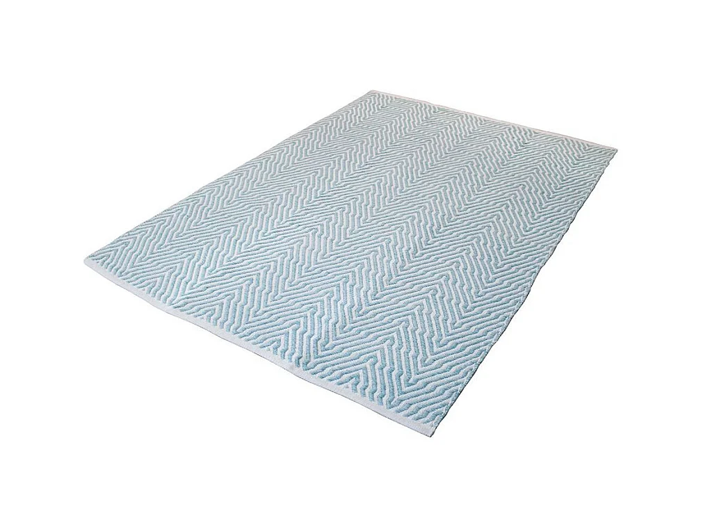 Tapis Rayé Fait Main "Aperitif" Turquoise 160 x 230 cm