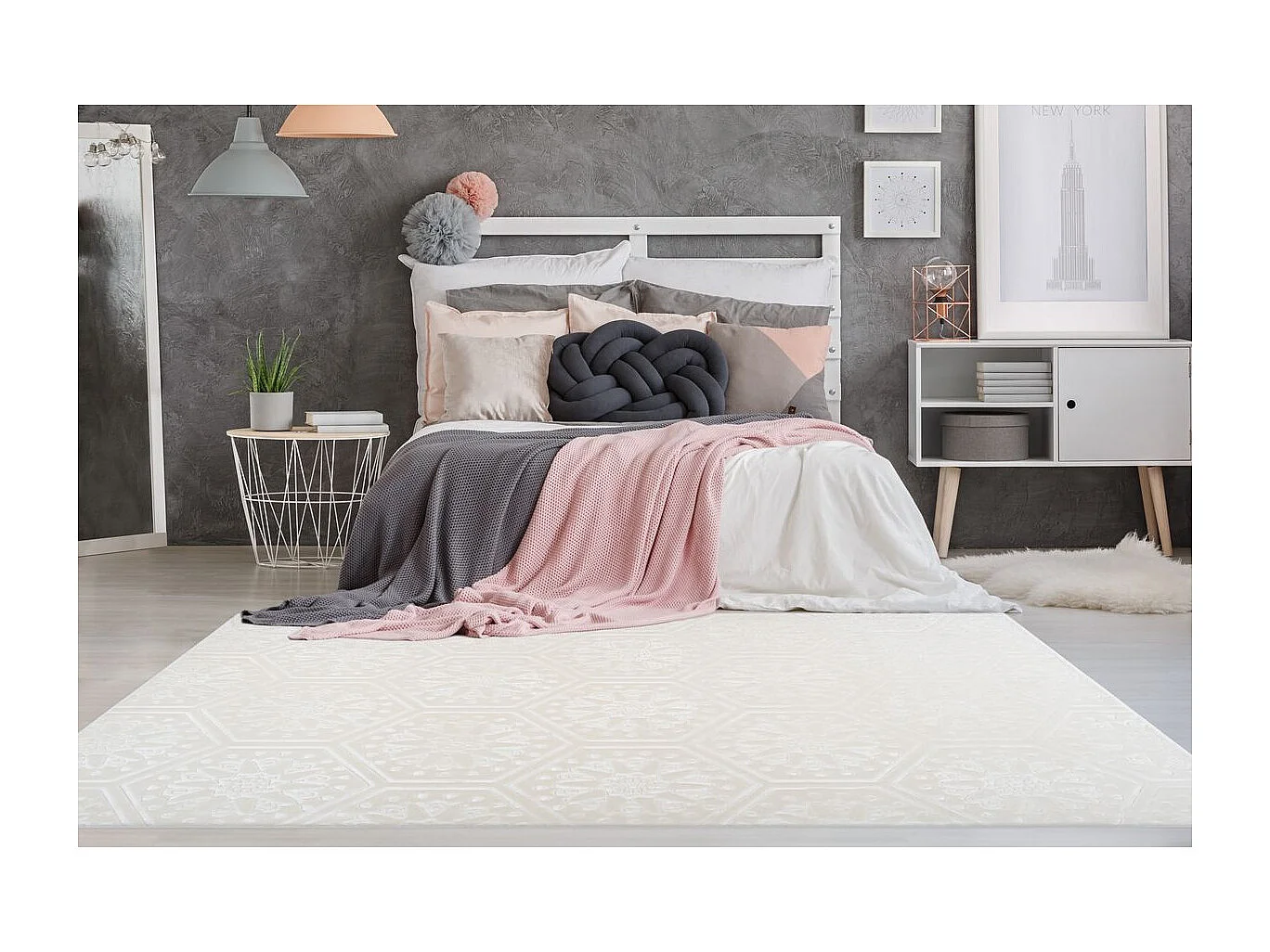 Tapis Moderne Fait Main "Monroe II" Blanc 80 x 300 cm