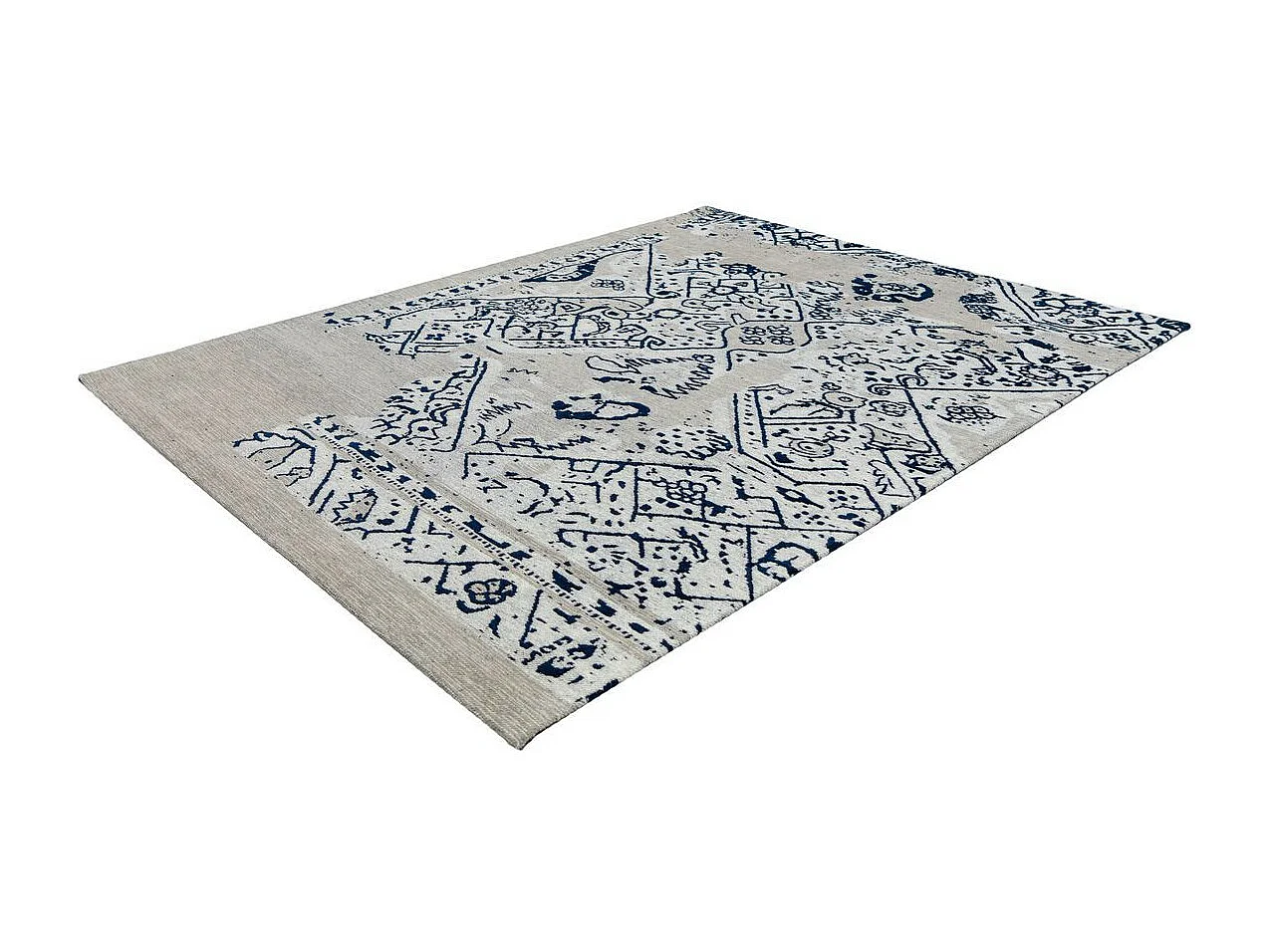 Tapis Imprimé Rétro "River" Gris & Noir 120 x 170 cm