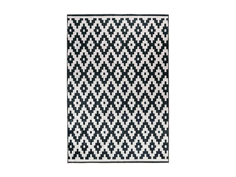 Tapis Géométrique à Poils Courts "Sally" Noir & Blanc 200 x 290 cm