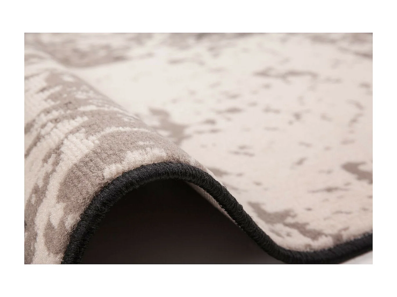 Tapis Vintage à Poils Courts "Rohullah" Gris & Ivoire 190 x 280 cm