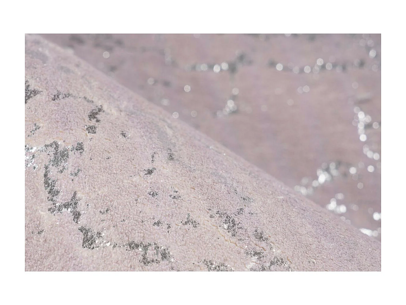 Tapis Marbré à Poils Longs "Bijou" Taupe & Argent 80 x 150 cm