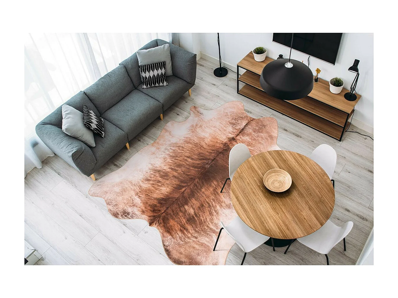 Tapis Tissé Imprimé Animal "Western" Marron Clair 130 x 170 cm