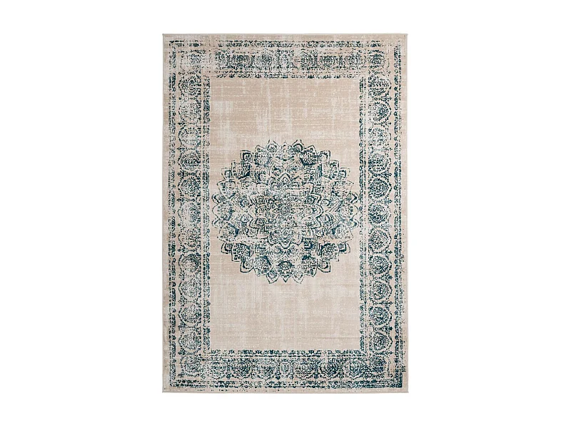 Tapis d'Orient Rosace à Poils Courts "Ariya" Crème 200 x 290 cm