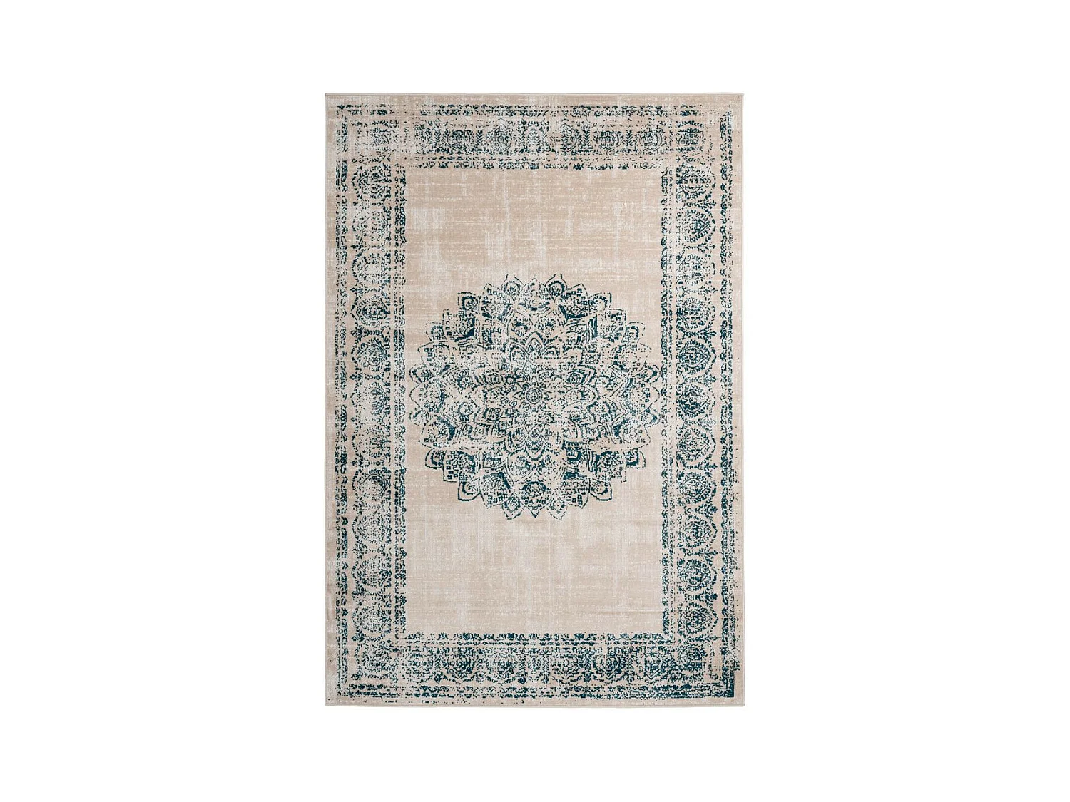 Tapis d'Orient Rosace à Poils Courts "Ariya" Crème 200 x 290 cm