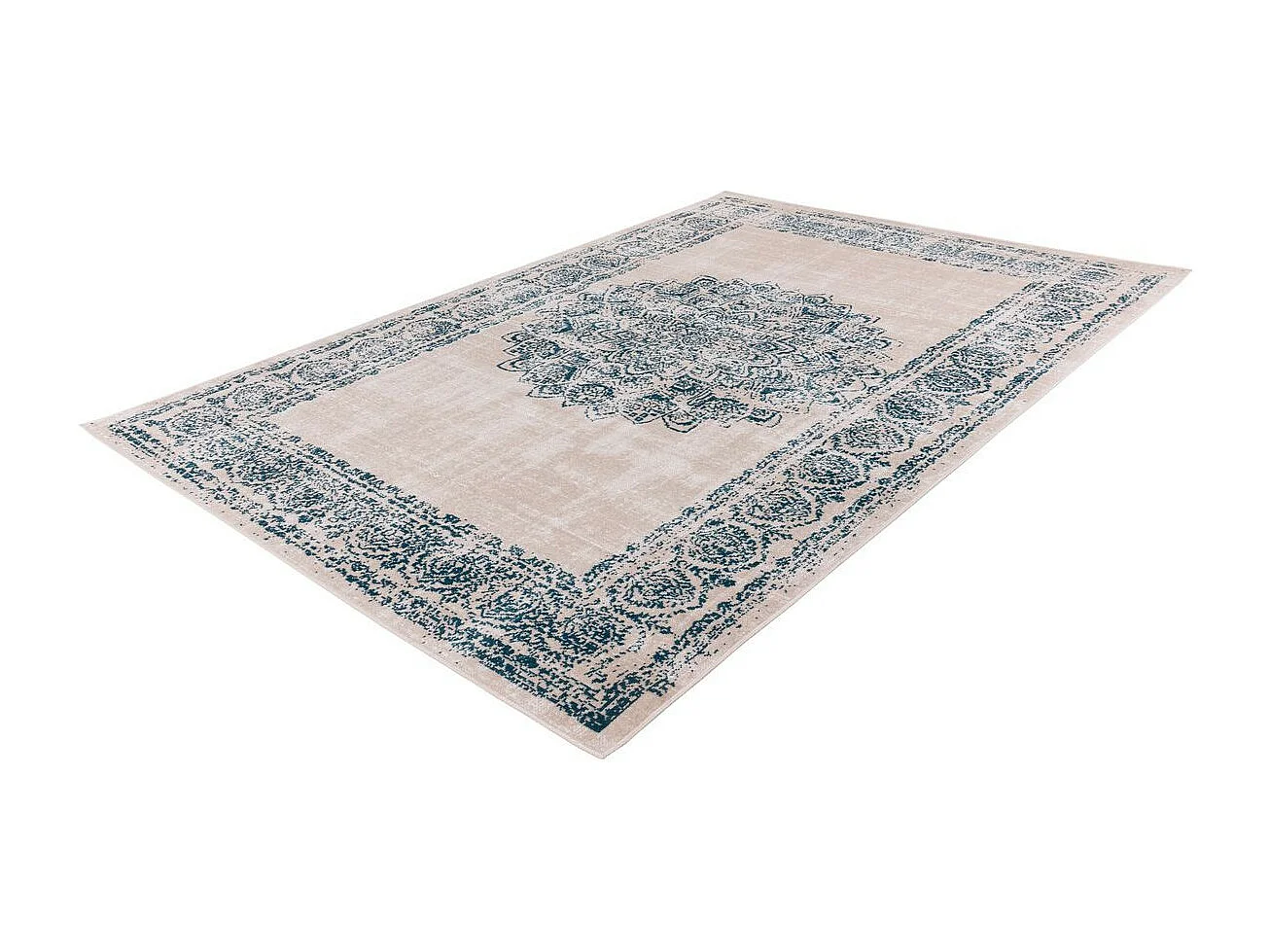 Tapis d'Orient Rosace à Poils Courts "Ariya" Crème 200 x 290 cm