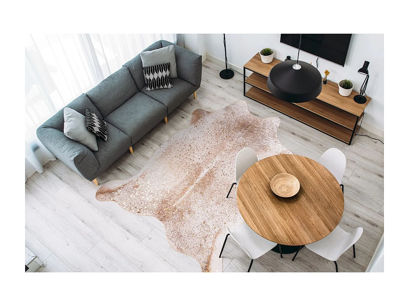 Tapis Imitation Fourrure "Western" Or & Marron Clair 160 x 220 cm