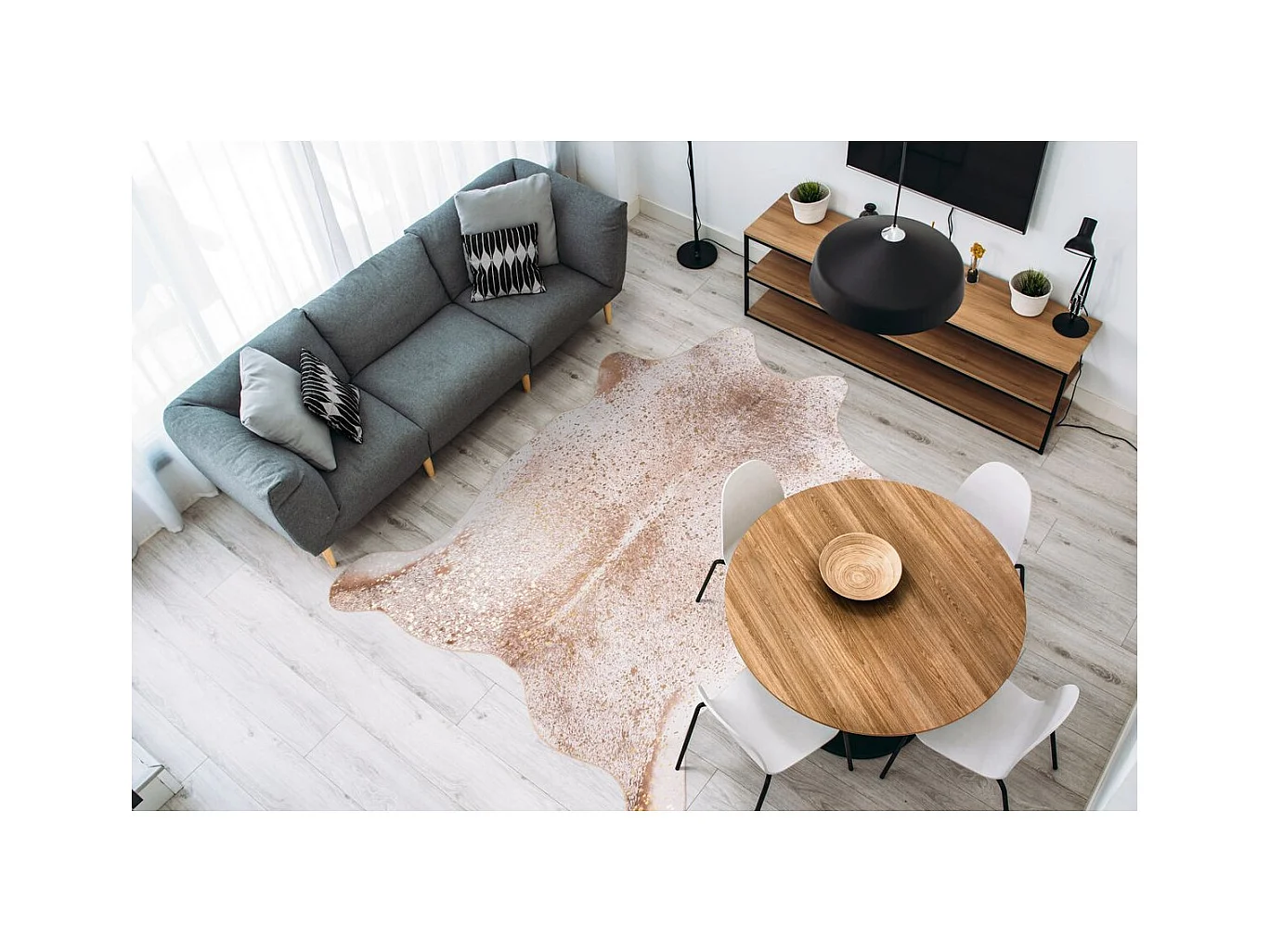 Tapis Imitation Fourrure "Western" Or & Marron Clair 160 x 220 cm